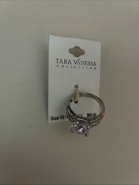Tara Vanessa Silver-Tone Clear Crystal Ring